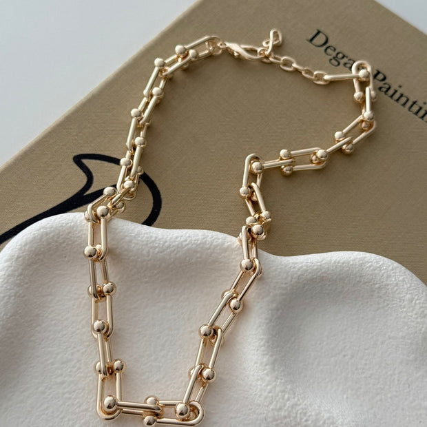 Tiffany Model Gold Geçmeli Bakla Zincir Kolye