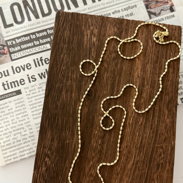 Badem Model Gold Renk Uzun Zincir Kolye 90CM