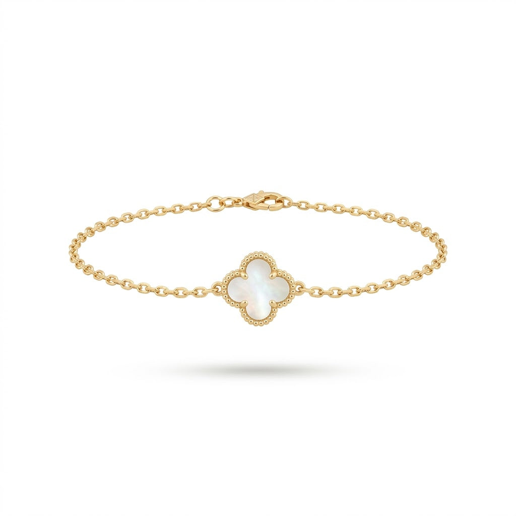 Van Cleef Model Oniks Taşlı 14K Kaplama Yonca Bileklik