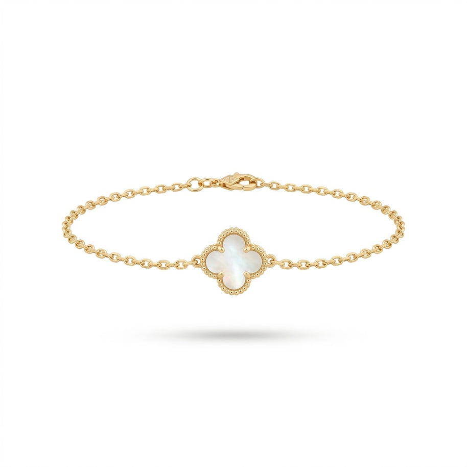 Van Cleef Model Oniks Taşlı 14K Kaplama Yonca Bileklik