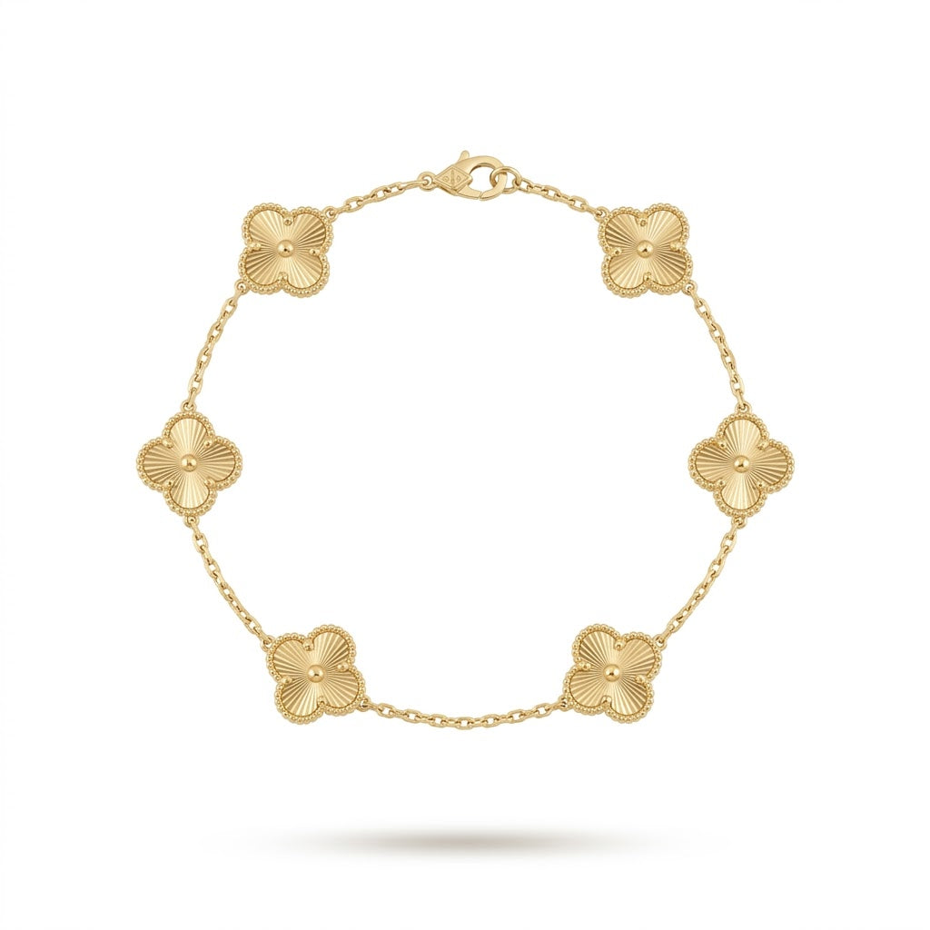 Van Cleef Model Oniks Taşlı 14K Kaplama Çoklu Yonca Bileklik