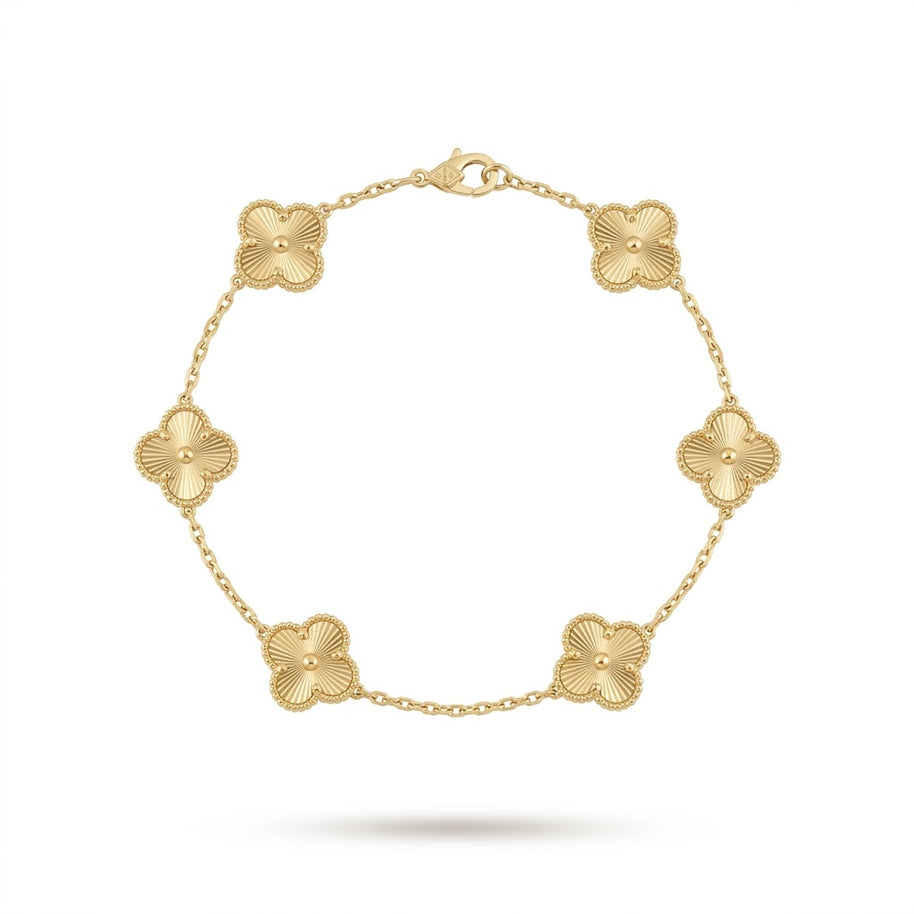 Van Cleef Model Oniks Taşlı 14K Kaplama Çoklu Yonca Bileklik