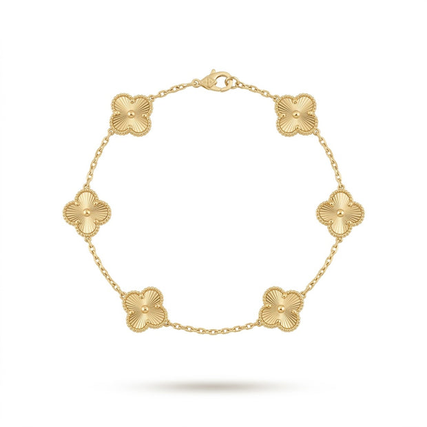 Van Cleef Model Oniks Taşlı 14K Kaplama Çoklu Yonca Bileklik